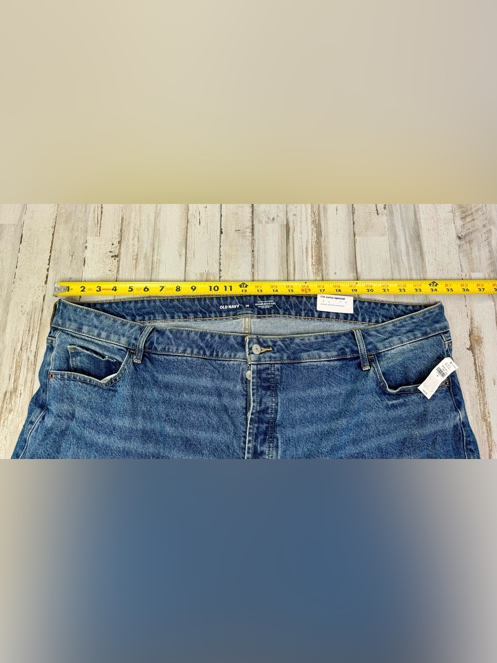 Old Navy Jeans Womens 26 Kicker Boot Cut Ex High Rise Button Fly Raw NWT - Picture 6 of 12